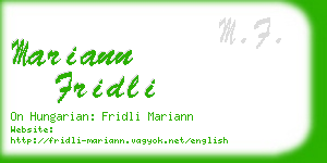 mariann fridli business card